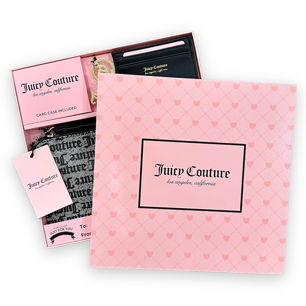 Juicy Couture Wristlet Logo Pouch and Card Holder Gift Boxset!